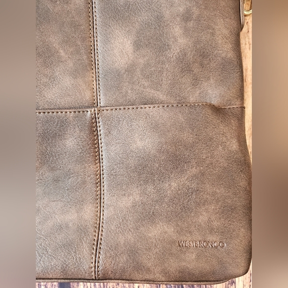 Westbronco Boho Square Crossbody Bag w/ PomPom London Adjustable Striped Strap - Picture 3 of 12